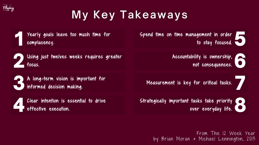 list of key takeaways from the 12 week year