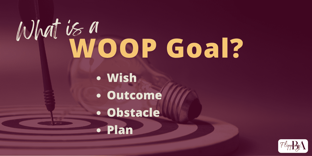 WOOP goals: wish, outcome, obstacle, plan